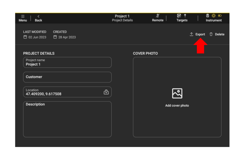 Depuis "Détails du projets"