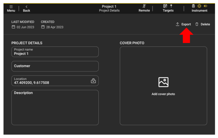 Depuis "Détails du projets"